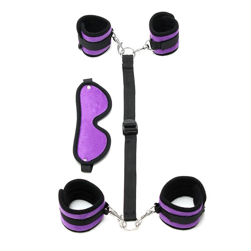 Набор для БДСМ BONDAGE PLAY Hand to Ankle Cuffs with Mask Adjustable Purple