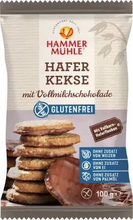 Haferkekse, Vollmilchschokolade, glutenfrei, 100 g