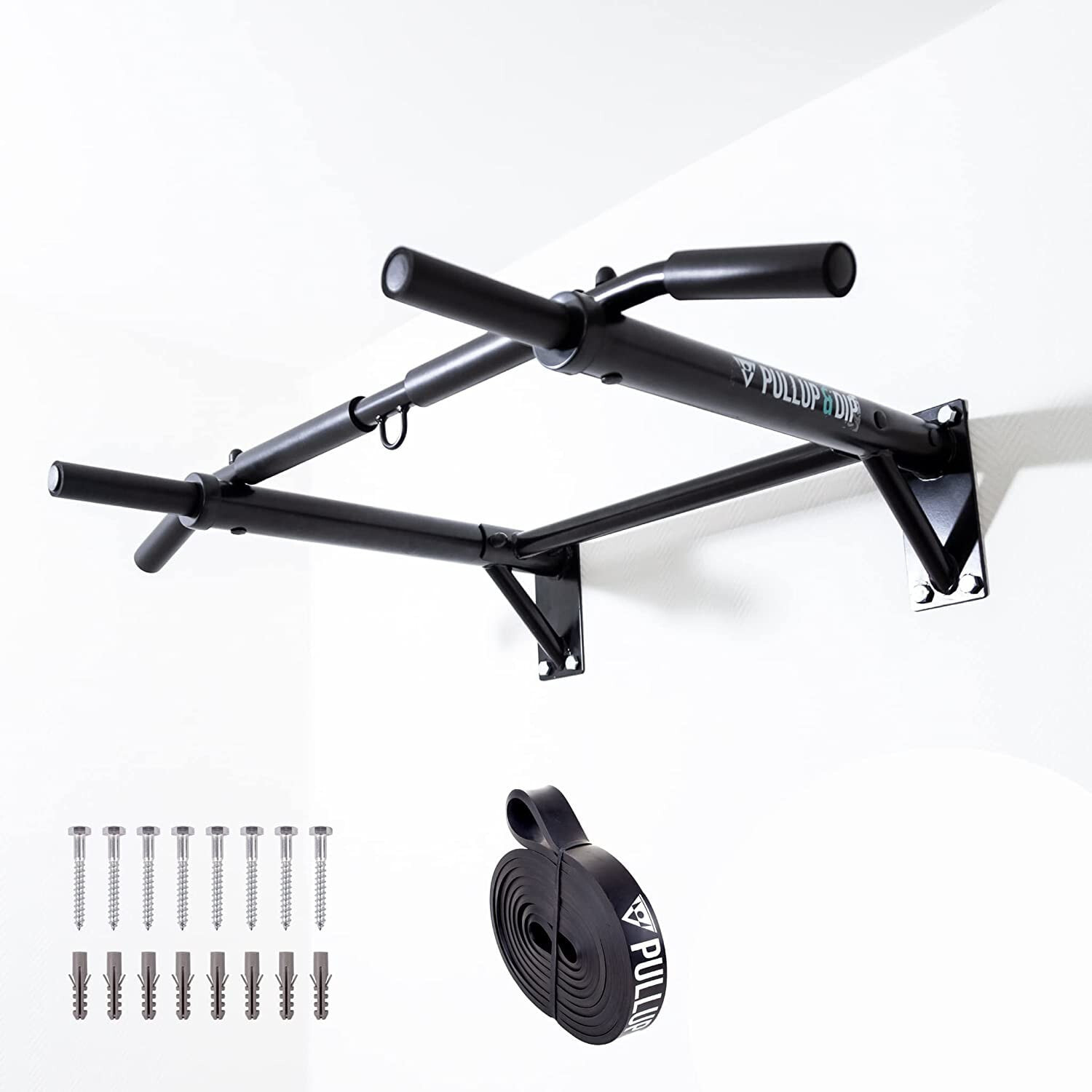 PULLUP & DIP pull-up bar, wall, professional multi-grip pull-up bar for wall mounting incl. Screws, pull-up strap and eBook, up to 200 kg