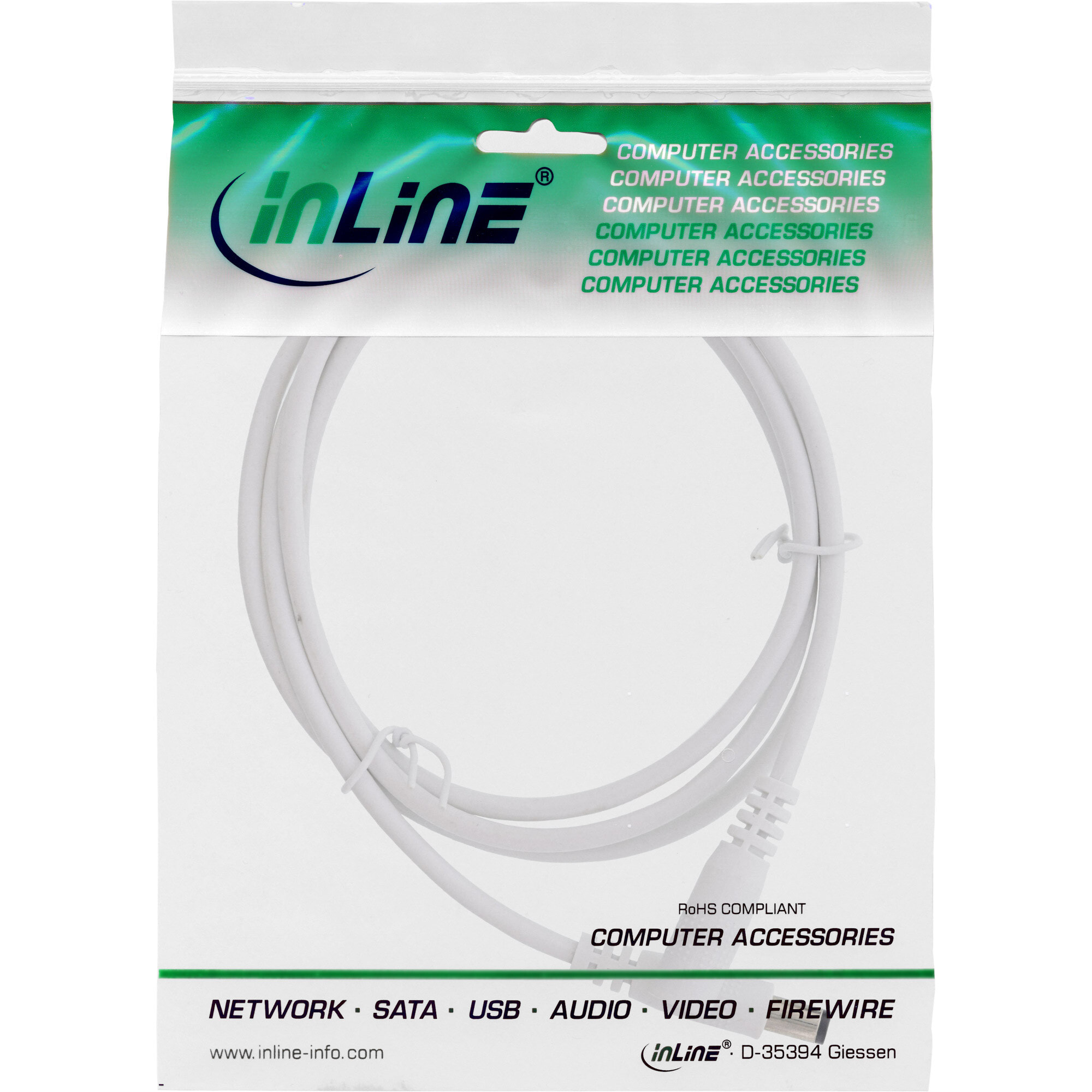 DC extension cable - DC male/female 5.5x2.1mm - AWG 18 - white 0.5m