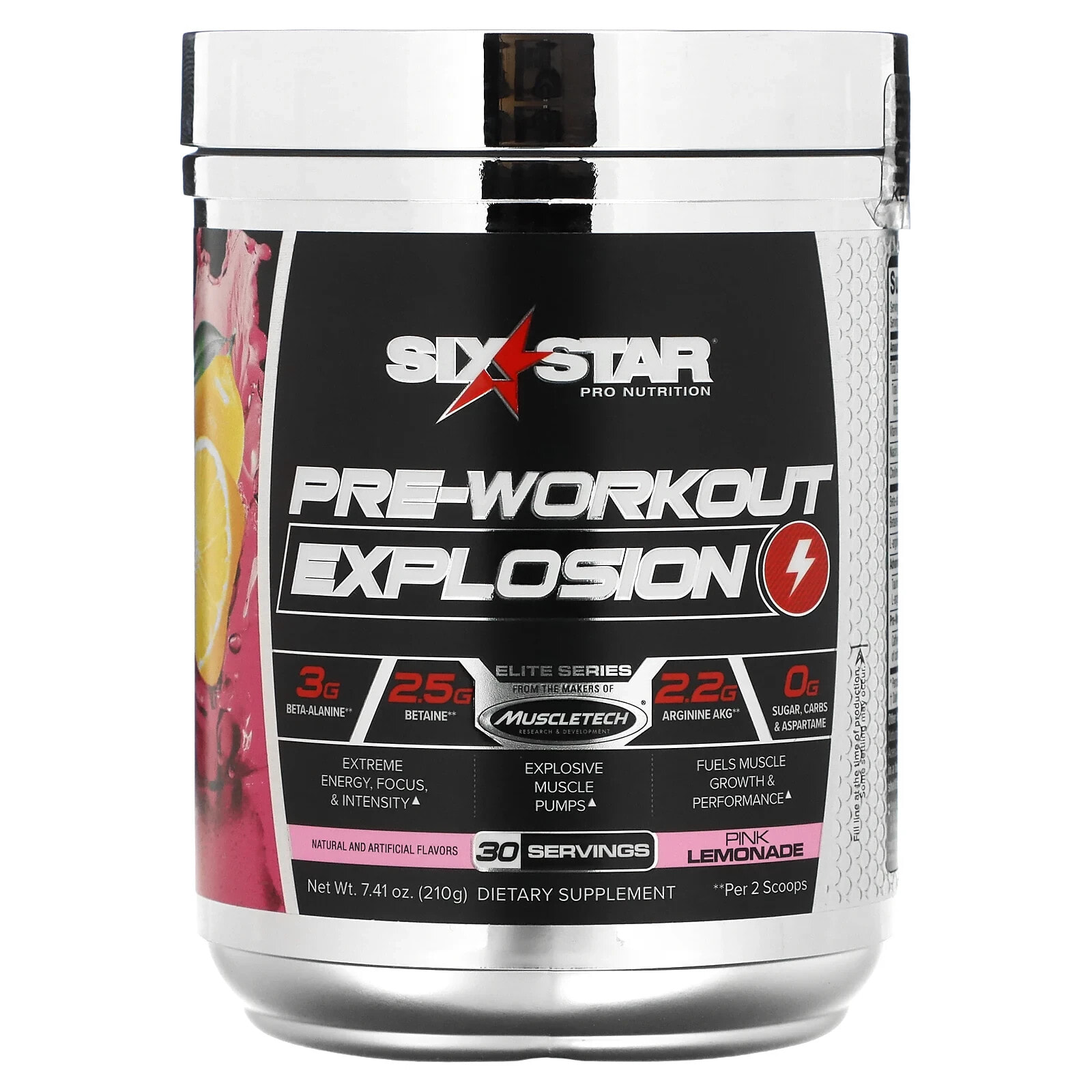 Сикс Стар, Elite Series, Pre-Workout Explosion, Pink Lemonade, 7.41 oz (210 g)