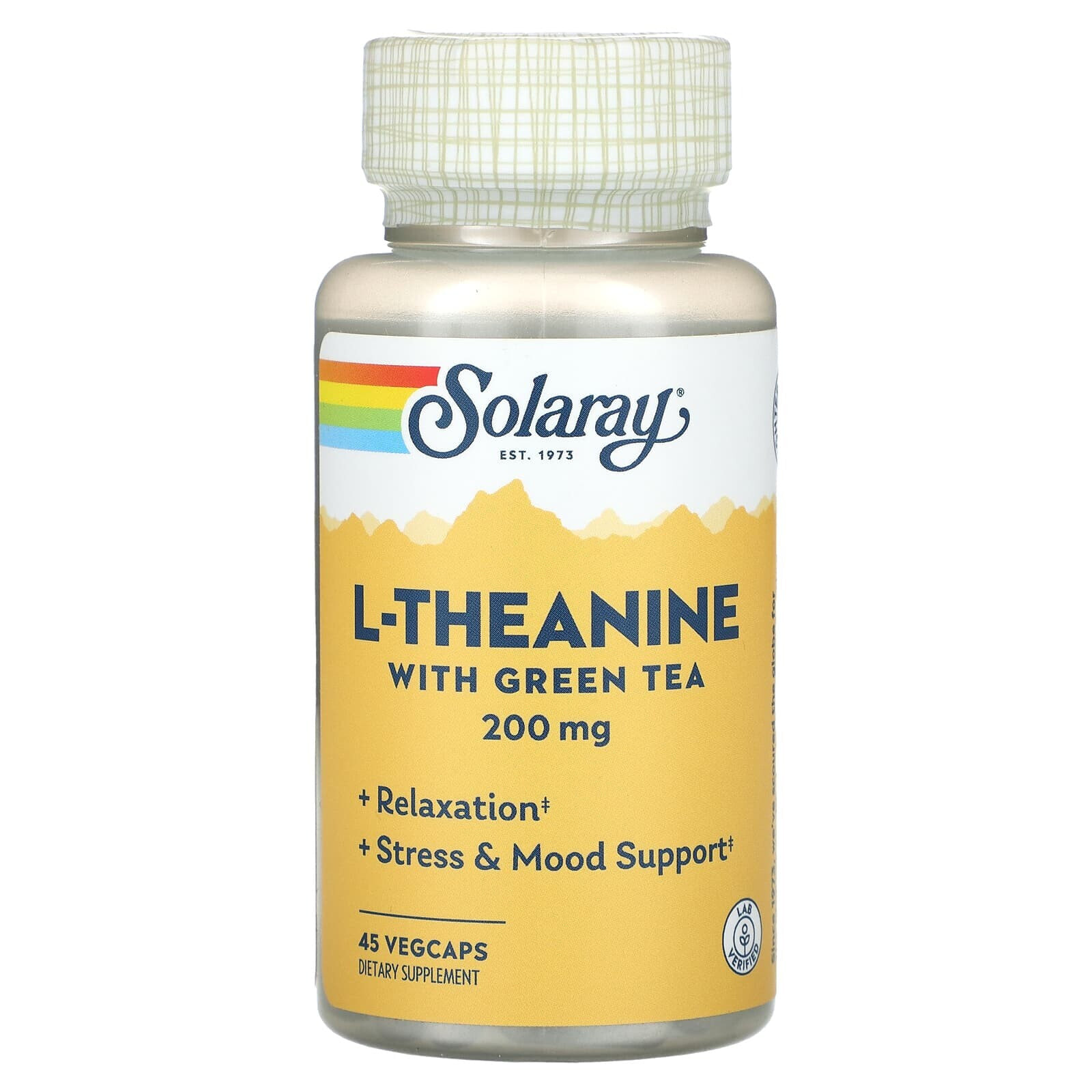 Solaray, L-Theanine With Green Tea, 200 mg, 45 VegCaps