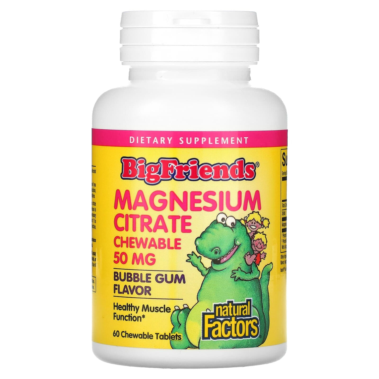 Big Friends, Magnesium Citrate, Bubble Gum, 50 mg, 60 Chewable Tablets
