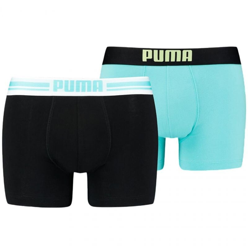 Мужские трусы боксеры голубые/черные Puma Placed Logo Boxer 2P M 906519 10