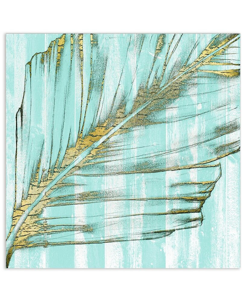 Beach Frond in Gold I Frameless Free Floating Tempered Art Glass Wall Art by EAD Art Coop, 38