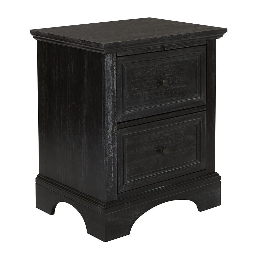 OSP Home Furnishings modern Mission 2 Drawer Nightstand with Tray