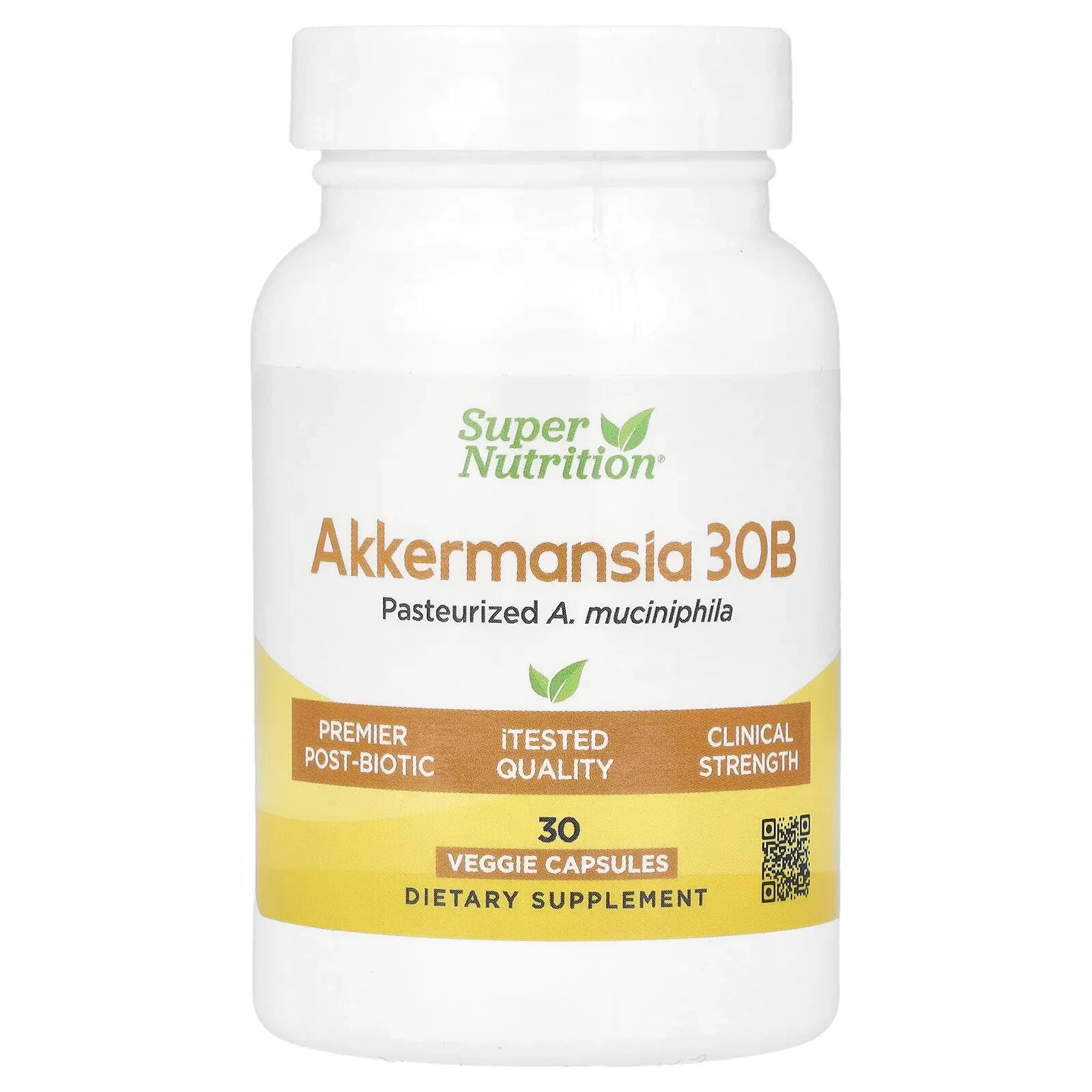 Akkermansia 30B Pasteurized A. Muciniphila, 30 Veggie Capsules