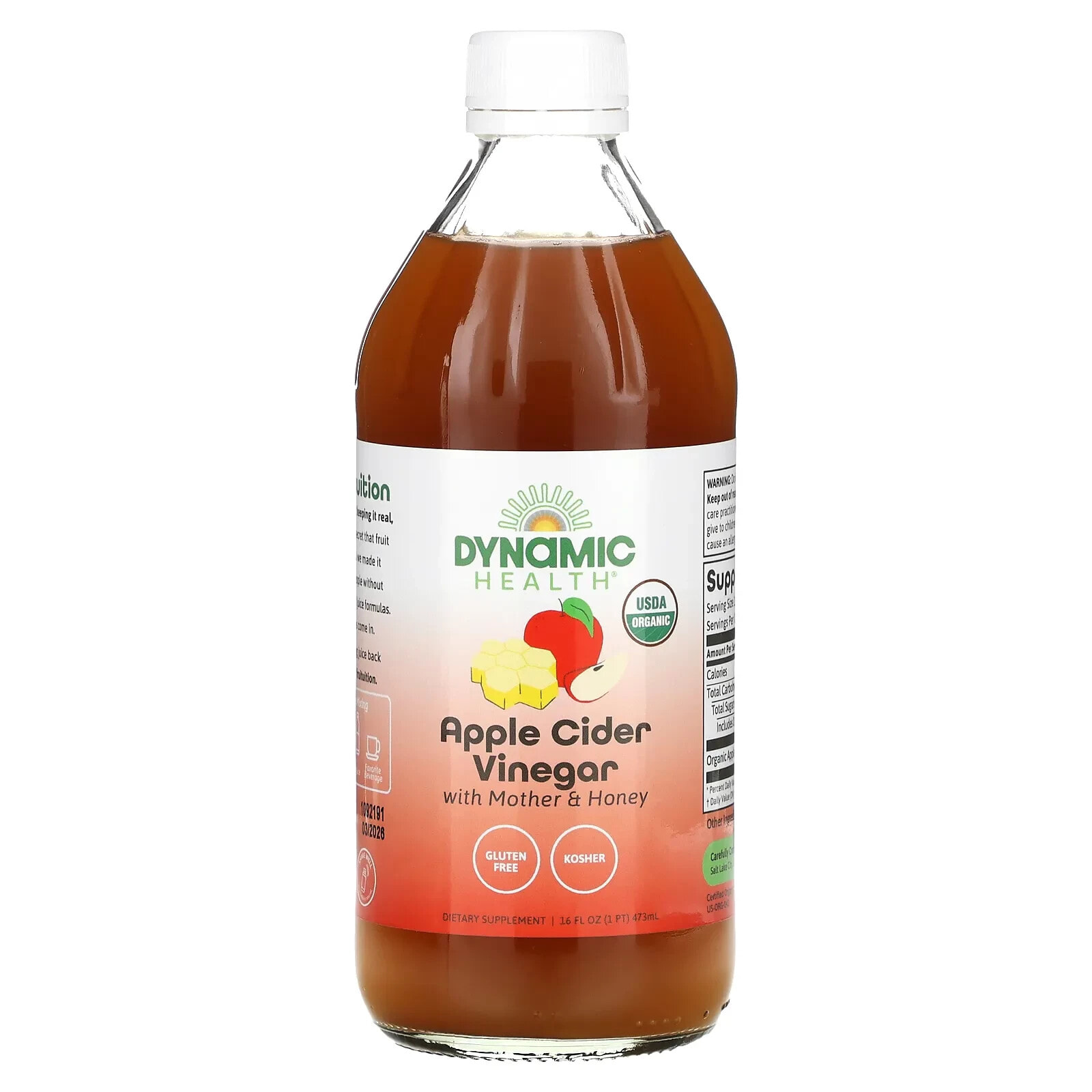 Dynamic Health, необработанный органический яблочный уксус с маткой и медом, 473 мл (16 жидк. унций) (Товар снят с продажи) 