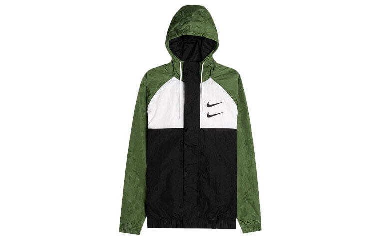 Nike 双钩字母LOGO拼色连帽夹克 男女同款 绿色 / Куртка Nike CJ4888-010