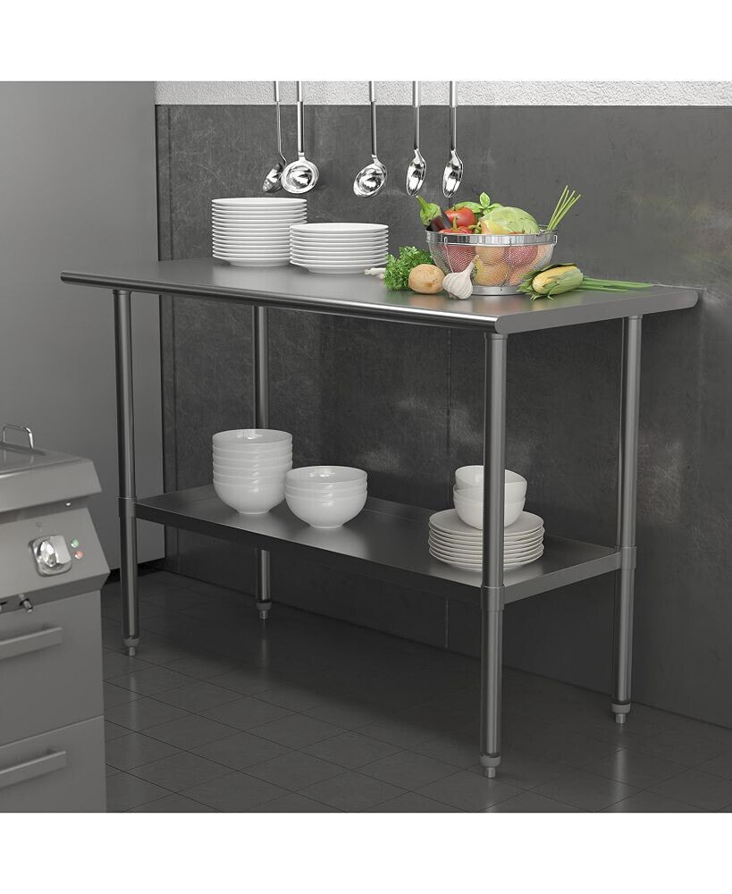 EMMA+OLIVER under Shelf For Kitchen Prep And Work Tables - Adjustable Galvanized Lower Shelf For Stainless Steel Tables