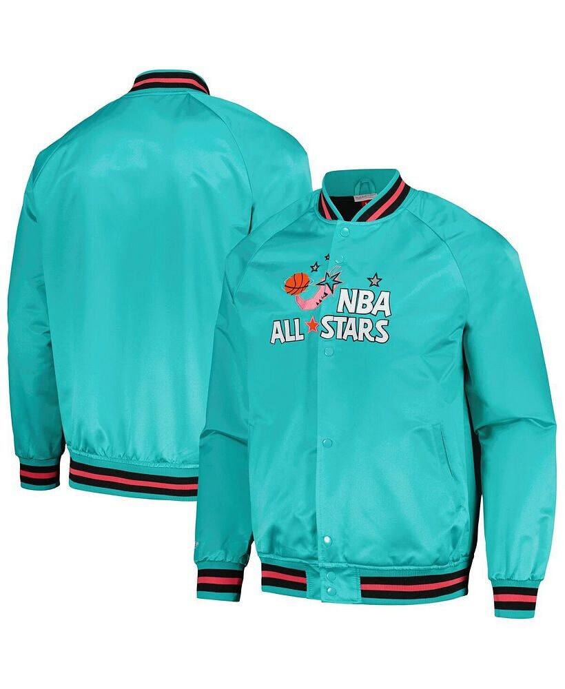 Mitchell & Ness men's Teal Hardwood Classics 1996 NBA All-Star Game Throwback Wordmark Raglan Full-Snap Jacket