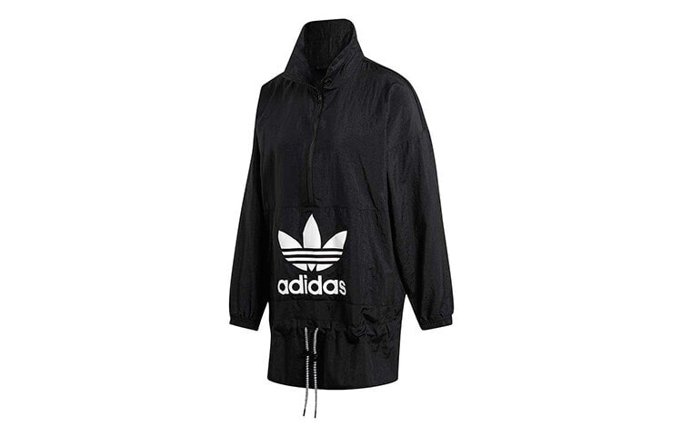 adidas originals三叶草 印花 运动立领套头夹克 女款 黑色 / Куртка Adidas Originals Trendy_Clothing ED7595