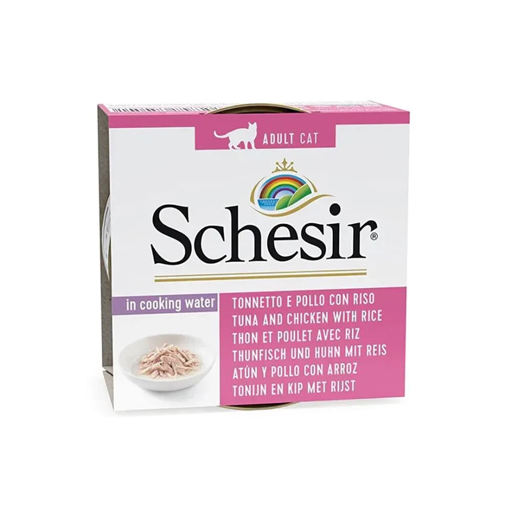 SCHESIR In cooking water tuna with chicken and rice wet cat food 85g