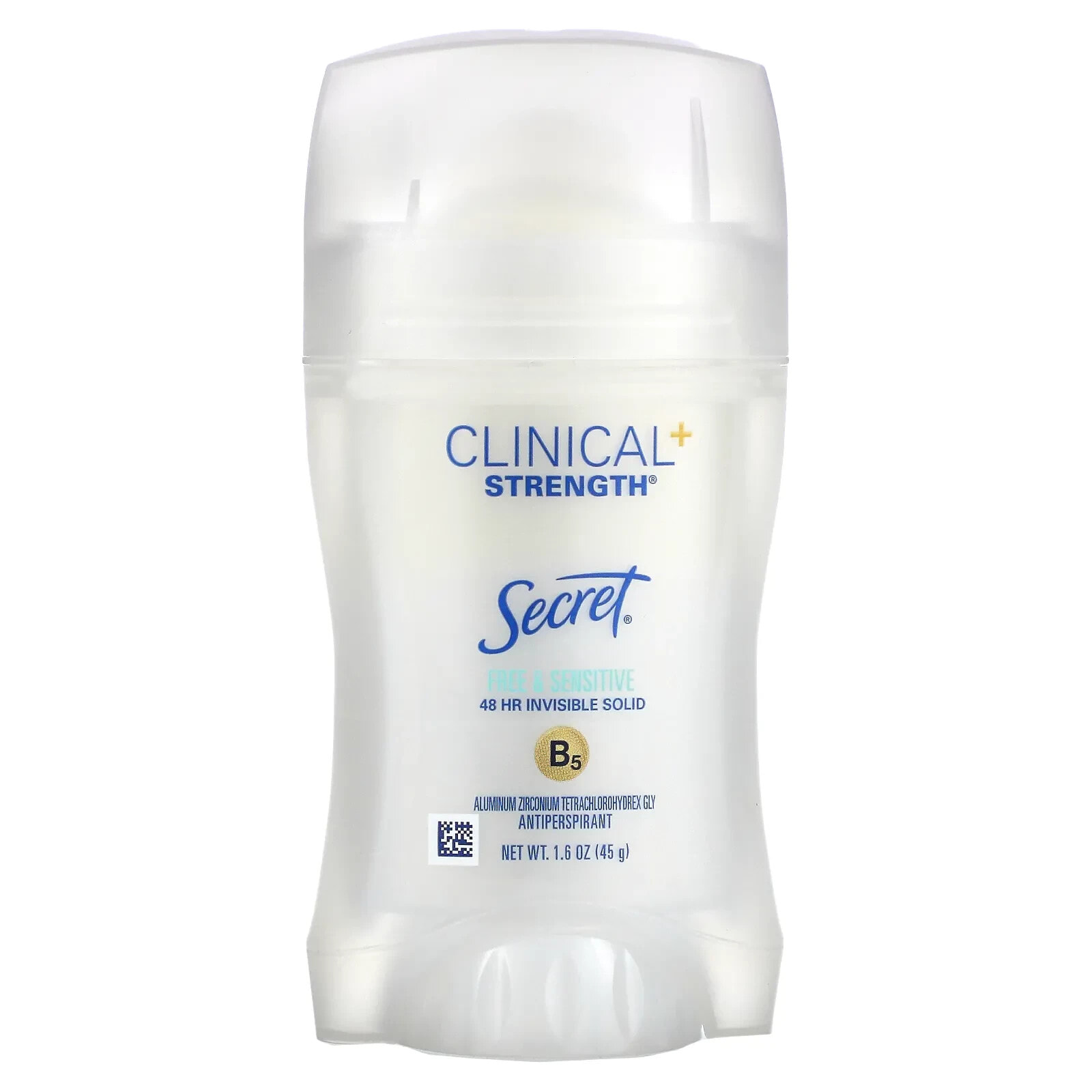 Clinical 72 HR Invisible Solid Deodorant, Free & Sensitive , 1.6 oz (45 g)