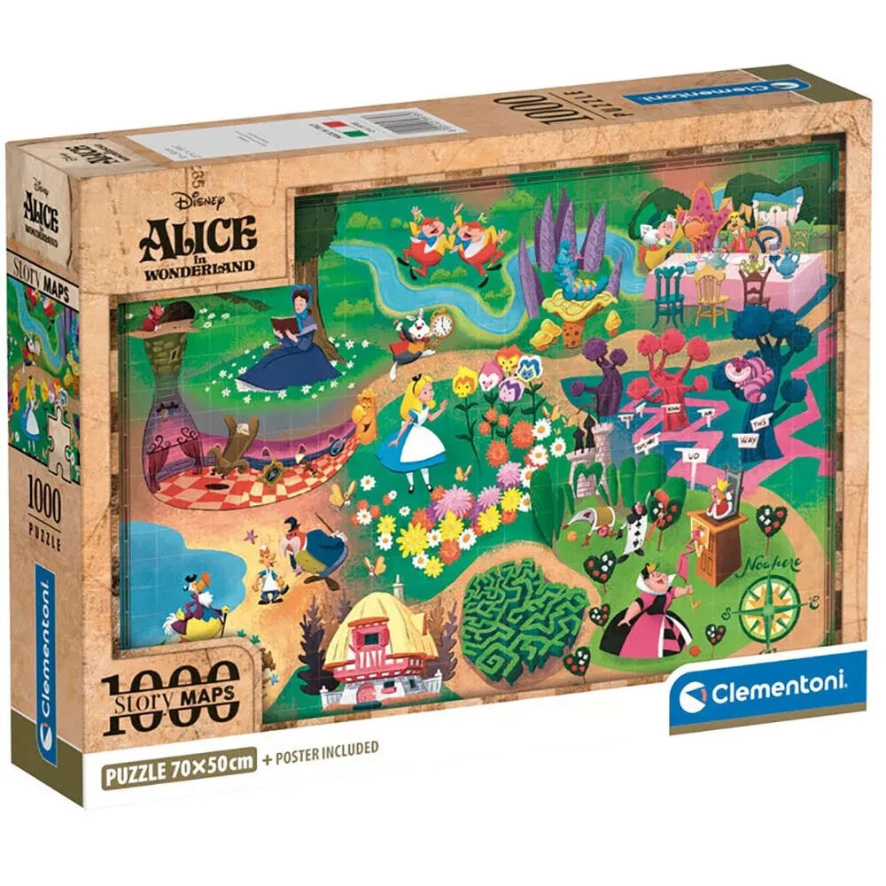 CLEMENTONI Alice in Wonderland Map Disney puzzle 1000 pieces