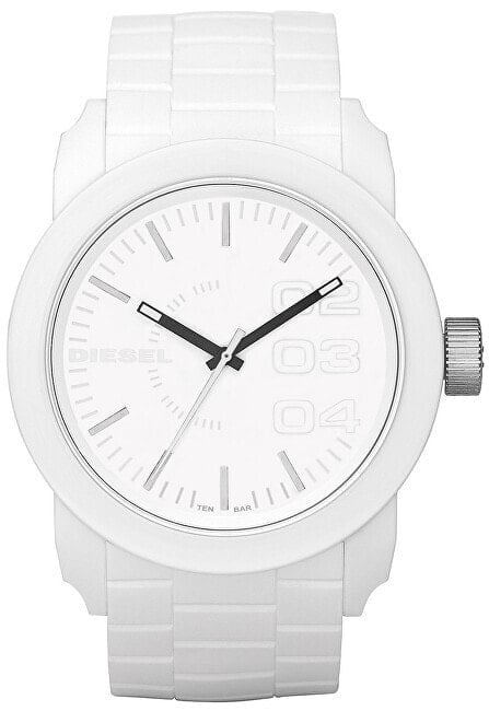 Мужские наручные часы с белым силиконовым ремешком Diesel DZ1436