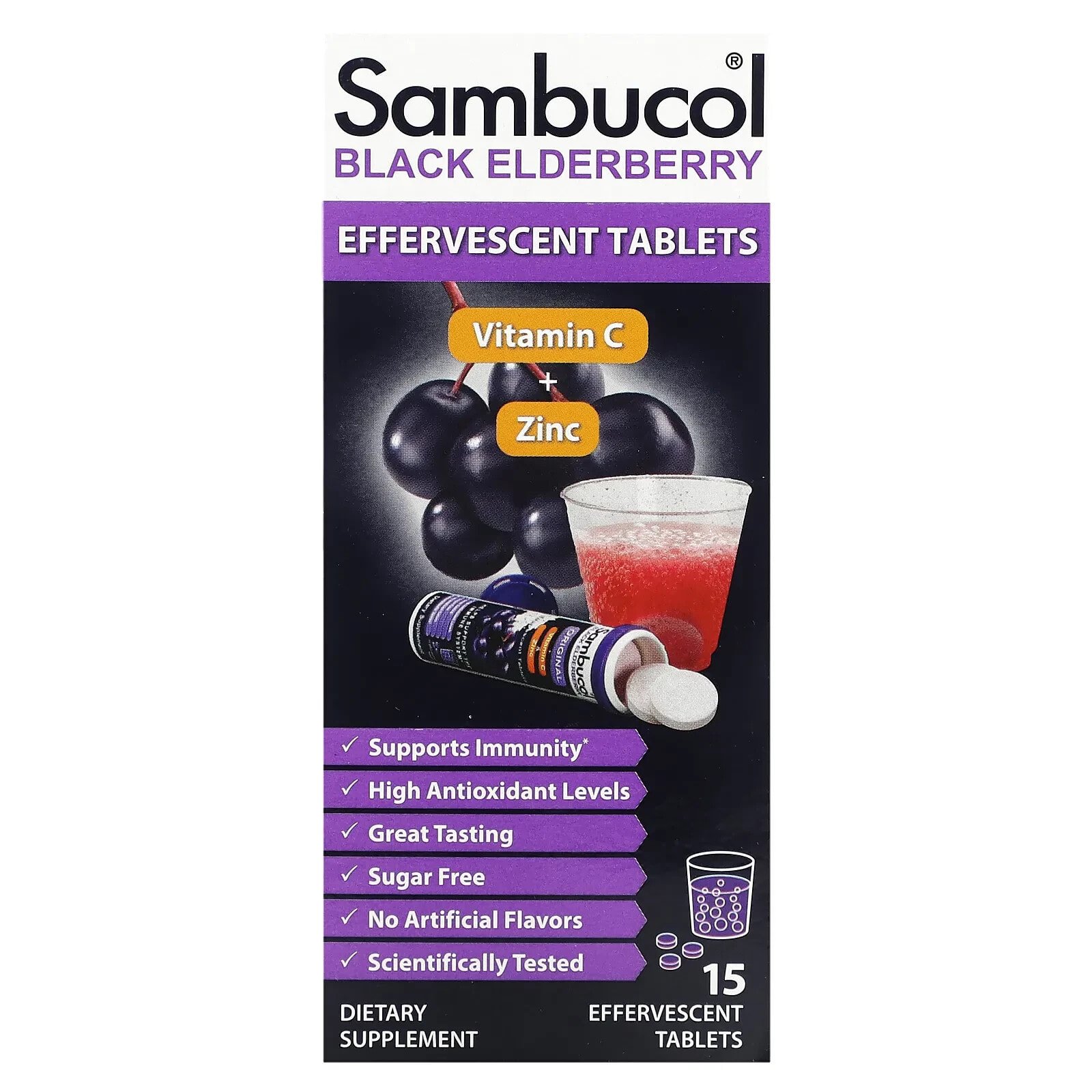 Advanced Immune Support, Black Elderberry, 15 Effervescent Tablets