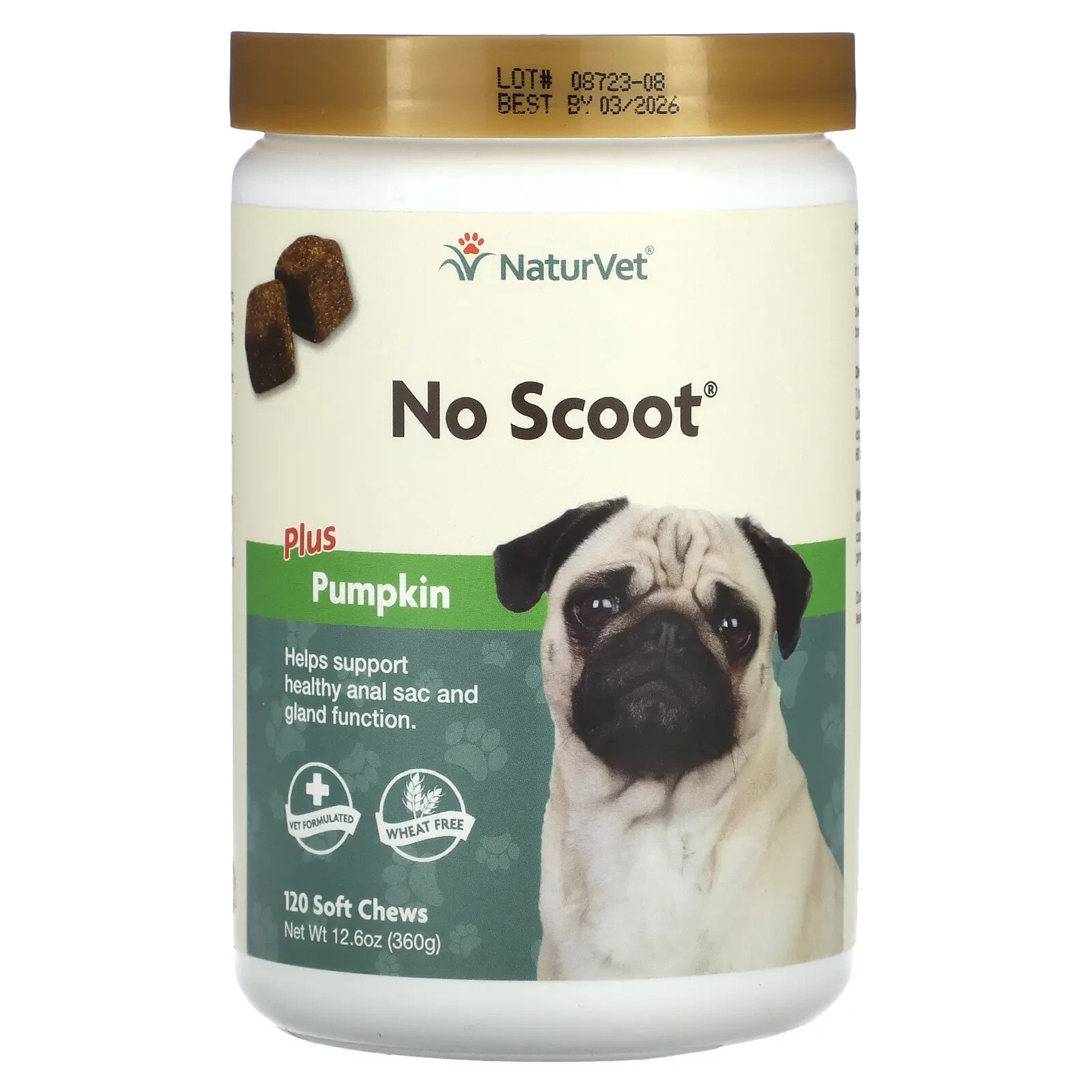 No Scoot, Anal Gland Support + Pumpkin, For Dogs, 120 Soft Chews, 12.6 oz (360 g)