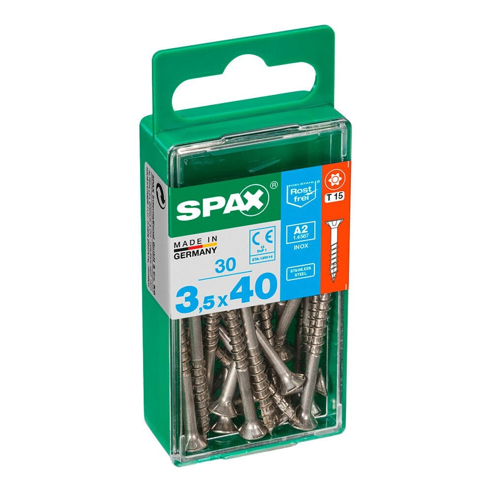 SPAX A2 Inox 3.5x40 mm Flat Head Wood Screw 30 Units