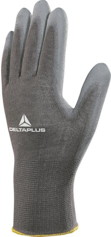 DELTA PLUS Polyester gloves, grip side PU coated Size 8 gray (VE702PG08)