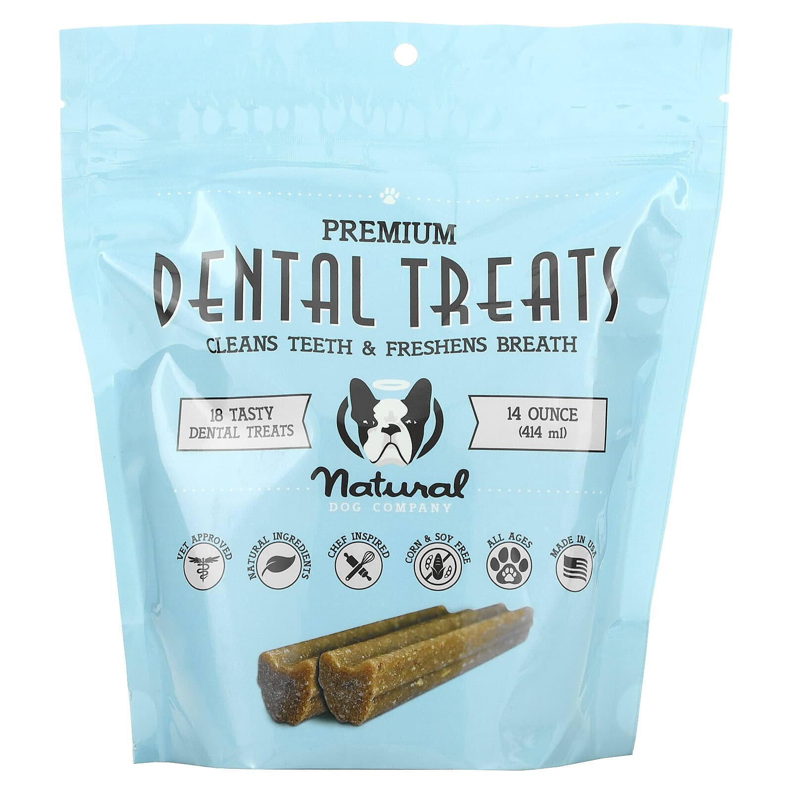 Premium Dental Treats, For Dogs, All Ages, 18 Dental Treats, 14 oz (397 ml)