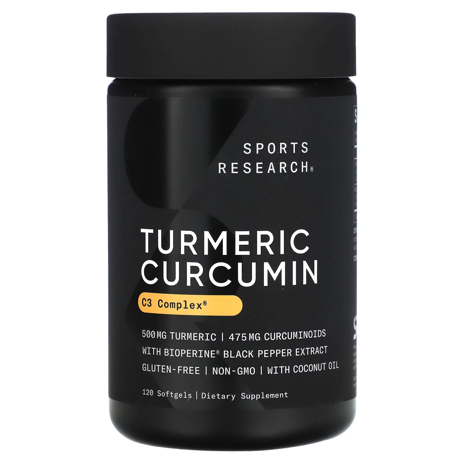 Спортс Ресерч, C3 Complex, Turmeric Curcumin, 500 mg, 60 Softgels