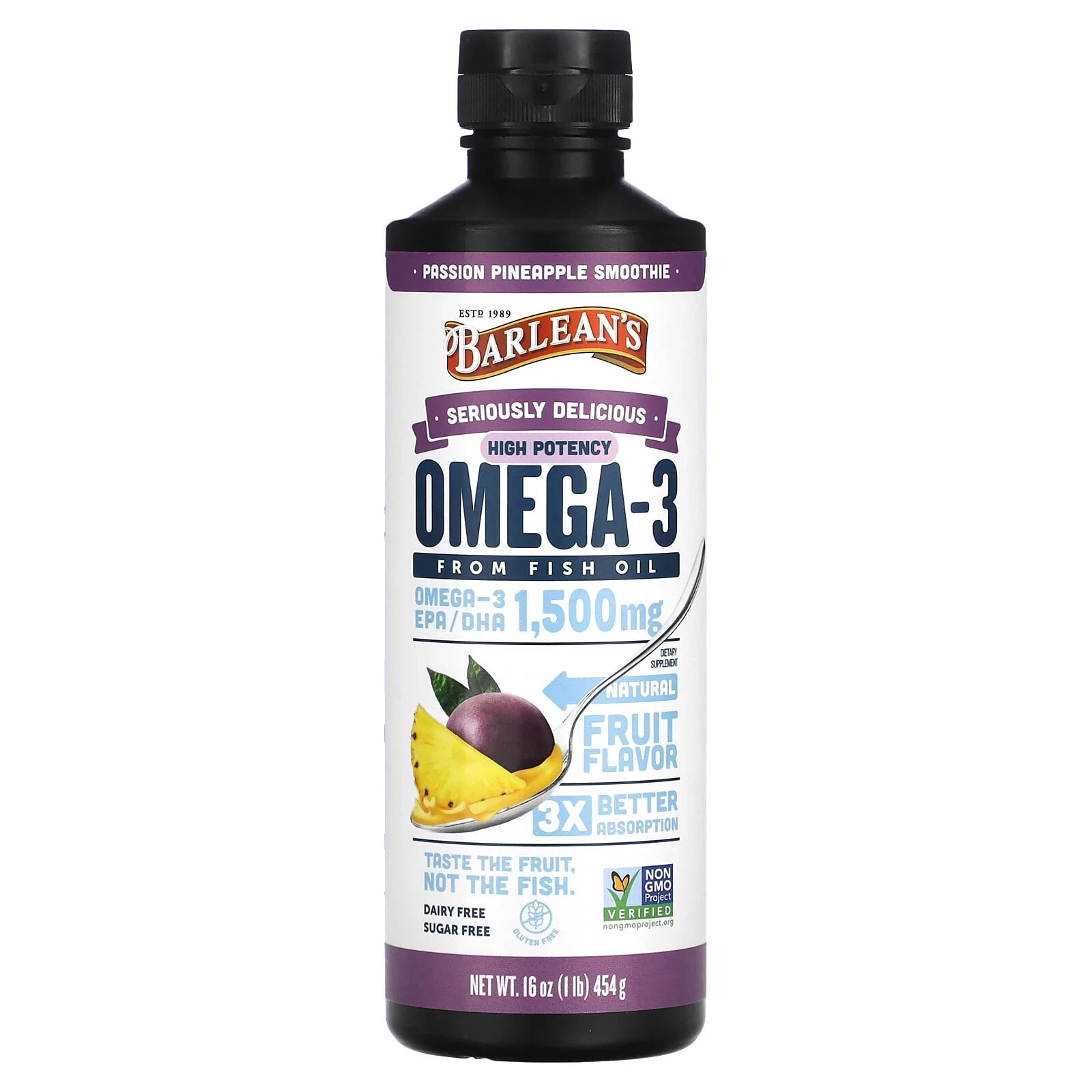 Seriously Delicious, Omega-3 Fish Oil, High Potency, Key Lime Pie, 1,500 mg, 16 oz (454 g)