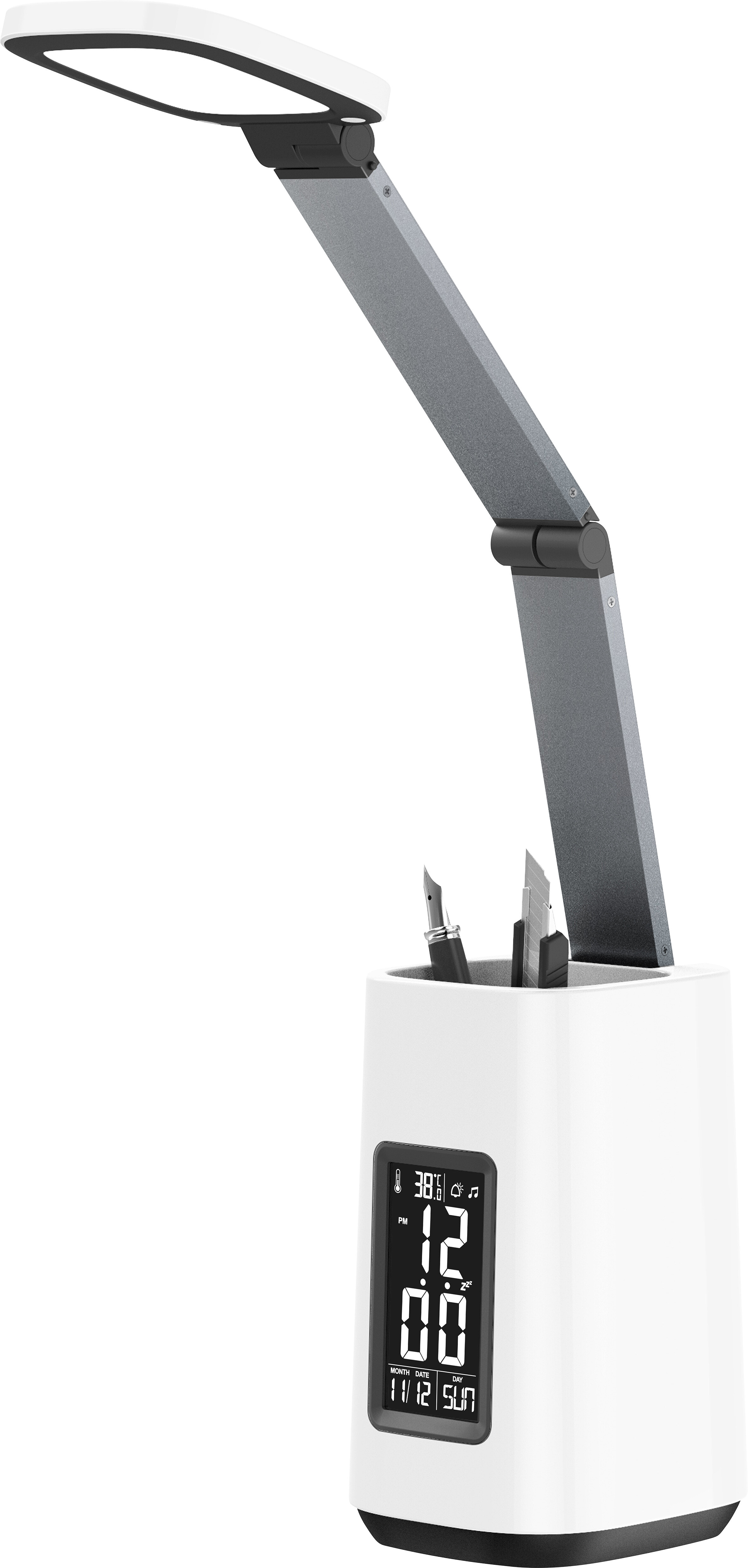 AJE-TECHNIC LED desk lamp with display white - White - Plastic - Universal - Modern - LED - ISO 9001 - ISO 14001