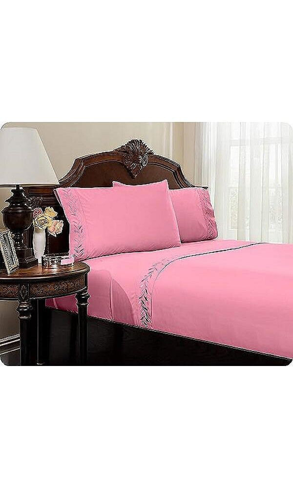 Reversifi embroidered Microfiber Bed Sheets Set - Twin