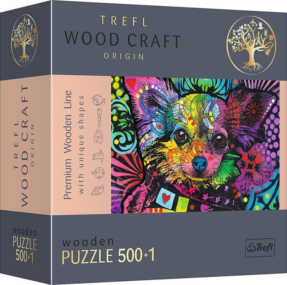 Trefl Puzzle drewniane 500+1 Kolorowy szczeniak TREFL