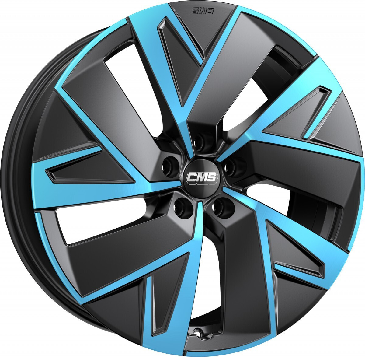 Колесный диск литой CMS C32-Aero diamond black blue 7.5x19 ET50 - LK5/112 ML57.1