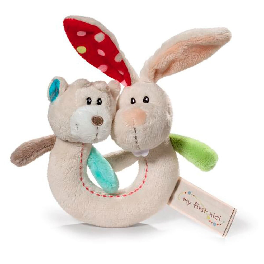 NICI Couple Ring Rabbit Tilli & Bear Taps Rattle