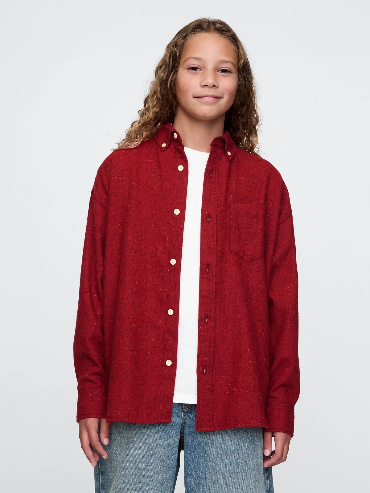 Kids Oversized Flannel Oxford Shirt