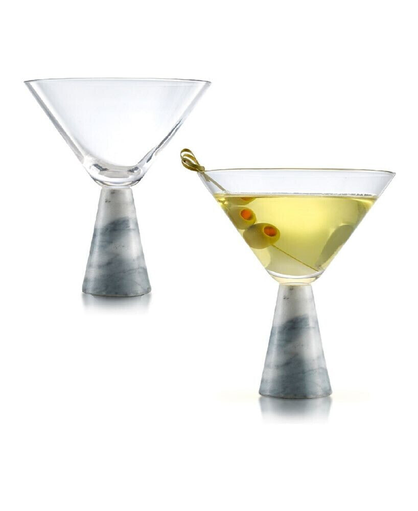 Qualia Glass marble Martini Glasses, Set of 2, 9 Oz