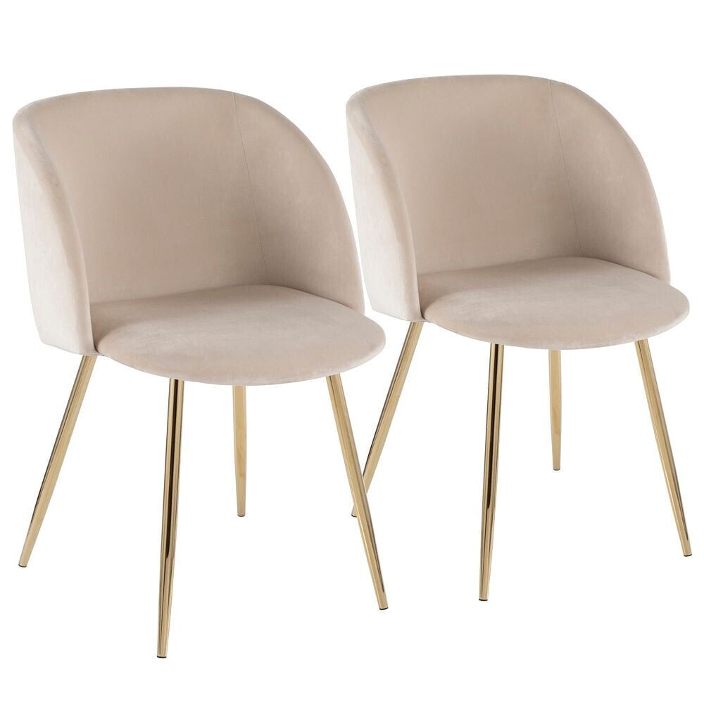 Fran Chair in Gold Metal and Velvet Set of 2