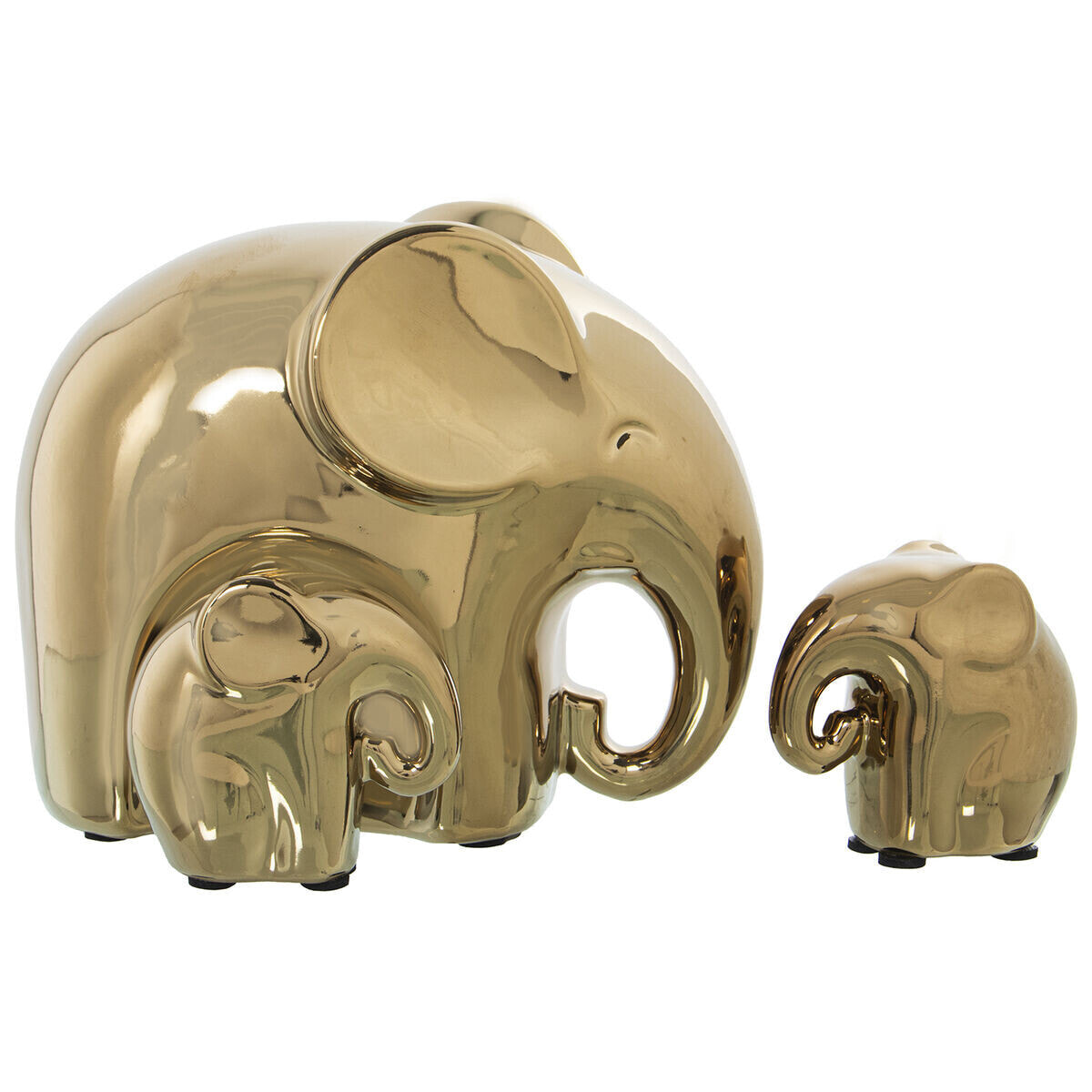 Set of Figures Alexandra House Living Golden Ceramic Elephant (3 Pieces)