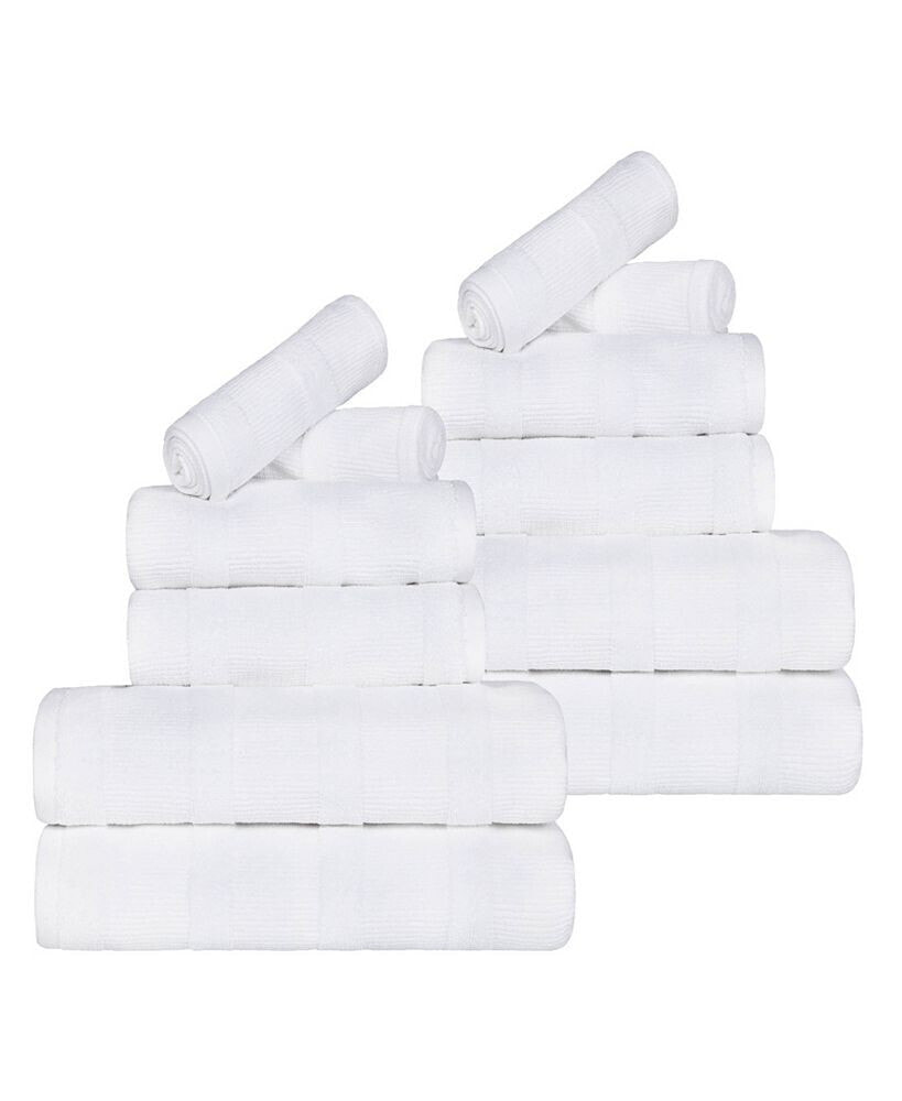 Superior roma Ribbed Turkish Cotton Quick-Dry Solid Assorted Highly Absorbent Towel 6 Piece Set