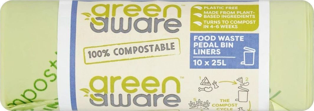 Мешки для мусора GreenAware GreenAware, Kompostowalne worki na odpady spożywcze 25L, 10 szt.