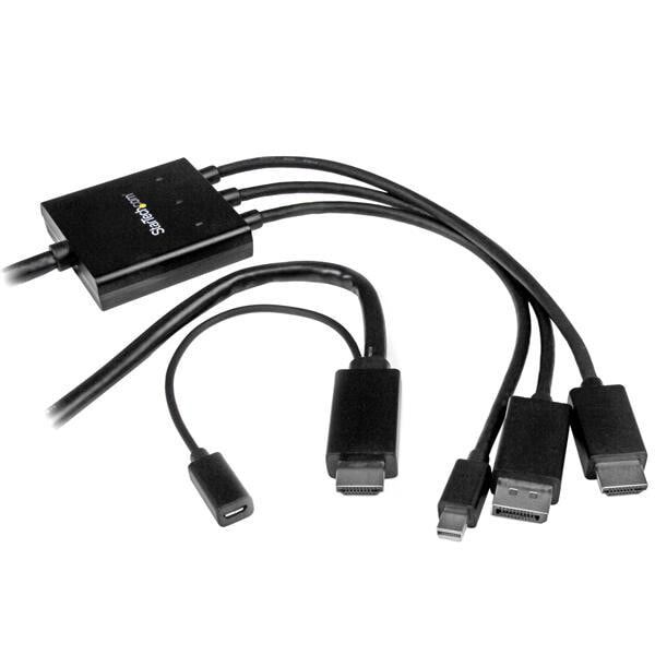 StarTech.com DPMDPHD2HD видео кабель адаптер 2 m DisplayPort + Mini DisplayPort + HDMI HDMI + USB Черный