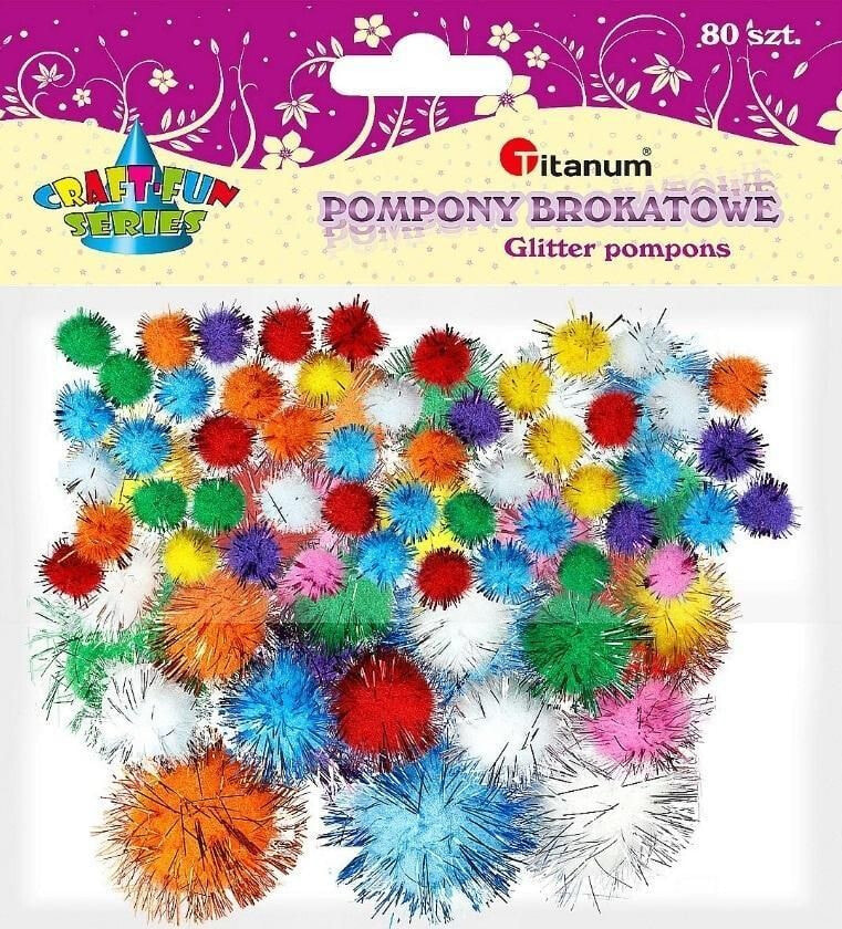 Декоративный элемент или материал для детского творчества Titanium Pompony brokatowe mix 80szt.