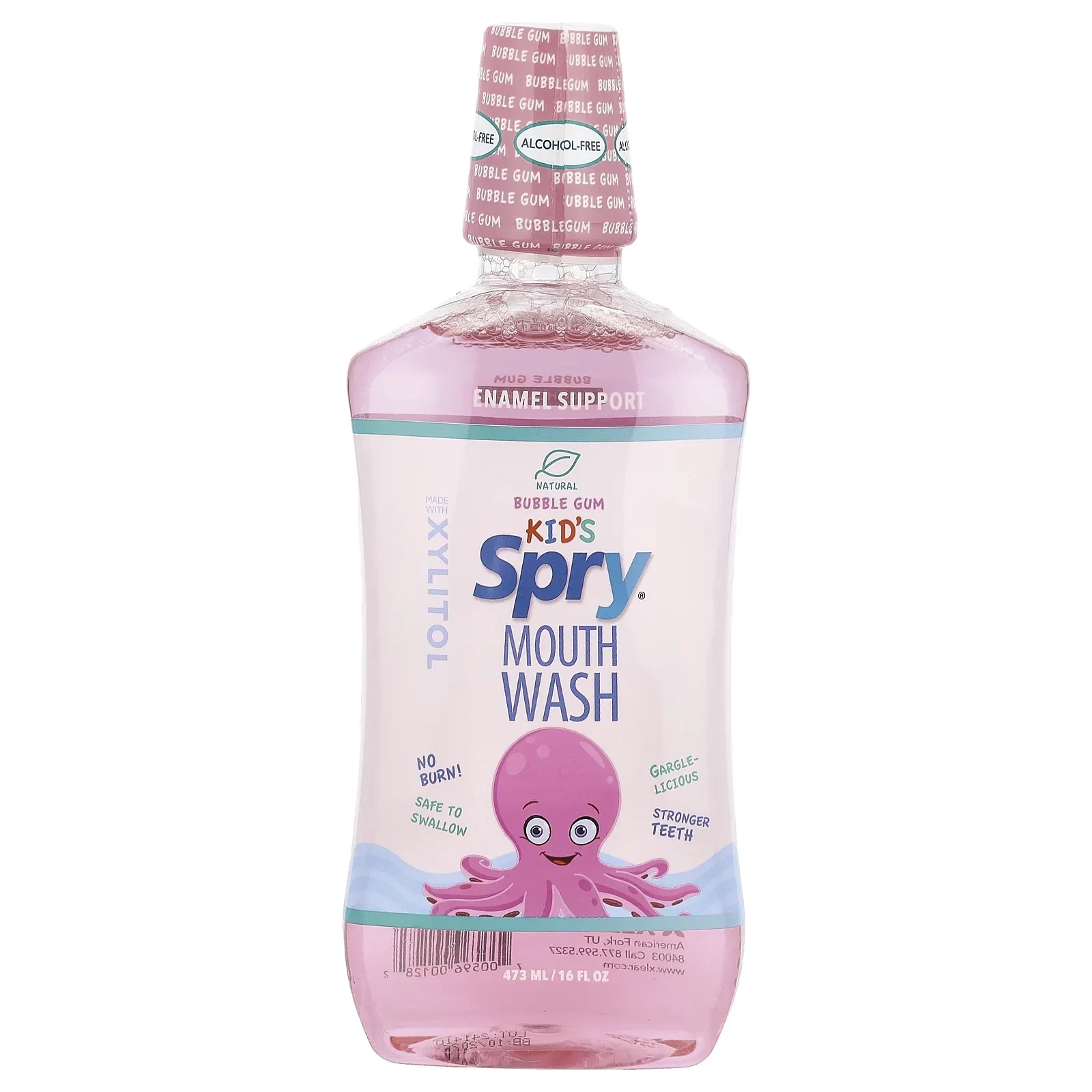 Kid's Spry® Mouth Wash, Enamel Support, Alcohol-Free, Bubble Gum, 16 fl oz (473 ml)