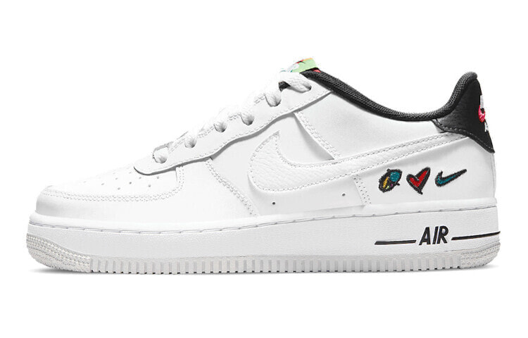 Nike Air Force 1 Low Peace, Love, Swoosh 休闲 彩色涂鸦 爱与和平 轻便 低帮 板鞋 GS 白色 / Кроссовки Nike Air Force 1 Low Peace Love Swoosh GS DM8154-100