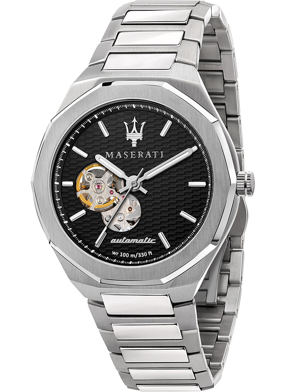Мужские наручные часы с серебряным браслетом Maserati R8823142002 Stile automatic 42mm 10ATM