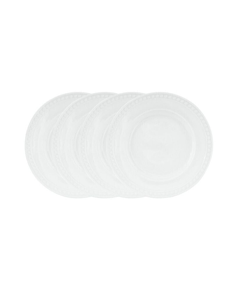 Fitz and Floyd everyday Whiteware Beaded Salad Plate 4 Piece Set