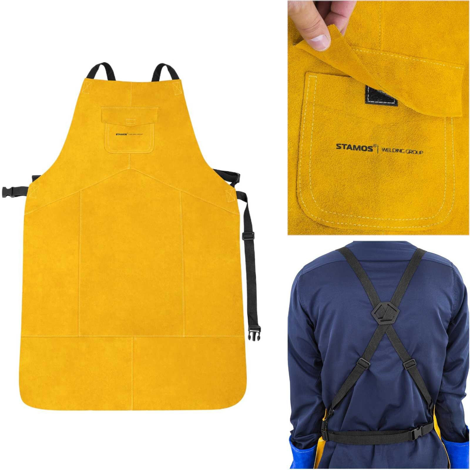 Heavy duty welder's protective leather apron size L