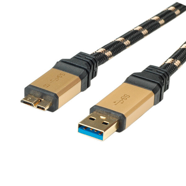 ROLINE 11.02.8879 USB кабель 2 m 3.2 Gen 1 (3.1 Gen 1) USB A Micro-USB B Черный, Золото