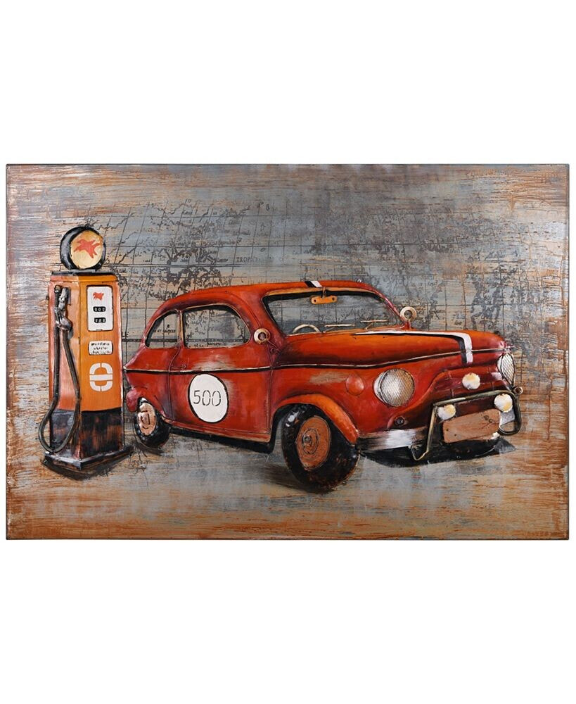 Empire Art Direct red car Mixed Media Iron Hand Painted Dimensional Wall Art, 32