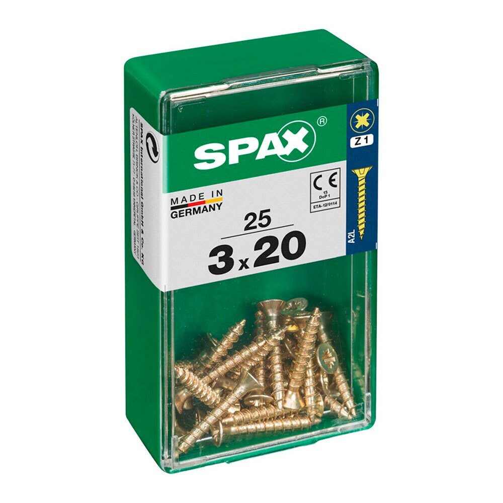 SPAX Yellox 3.0x20 mm Flat Head Wood Screw 25 Units