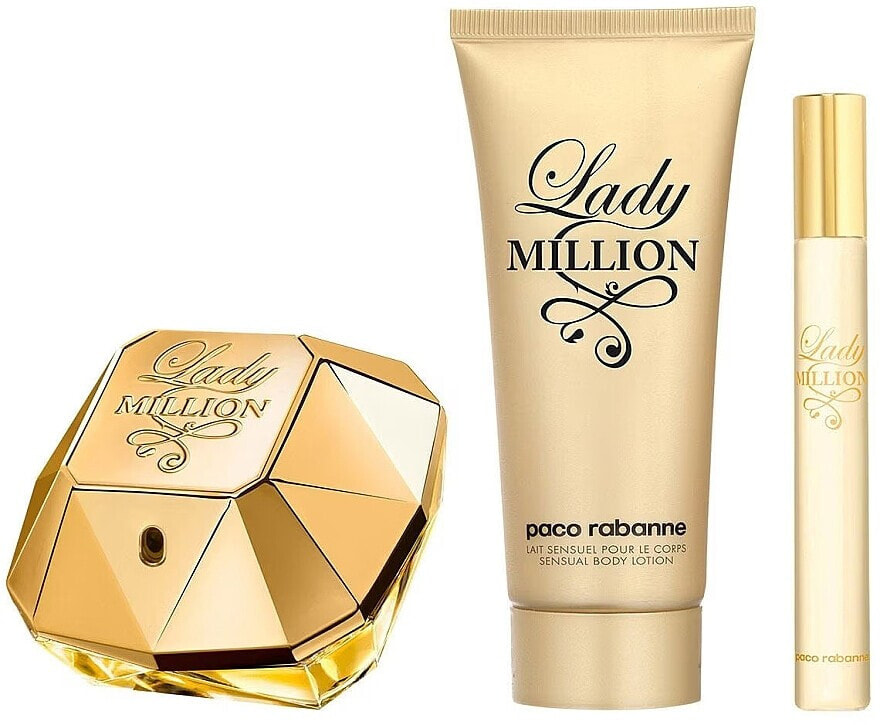 Paco Rabanne Lady Million - Duftset (Eau de Parfum 80 ml + Eau de Parfum 10 ml + Körperlotion 100 ml)