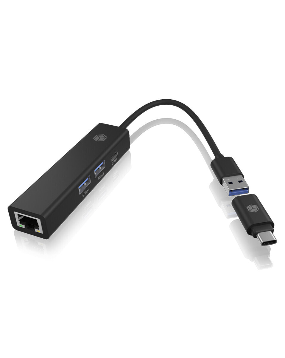 ICY BOX IB-HUB1439-LAN Проводная USB 3.2 Gen 1 (3.1 Gen 1) Type-A Черный 61008